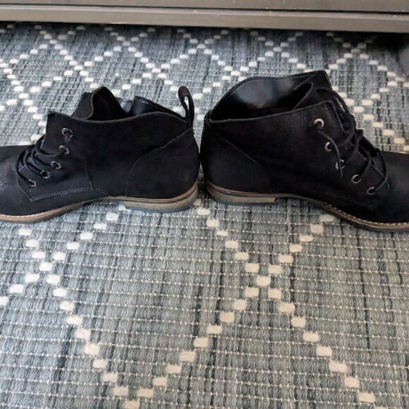 Diba Black Leather Lace-Up Ankle Boots Size 7 - Picture 2 of 4